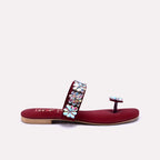 Maroon Fancy Flat Slippers 0412791