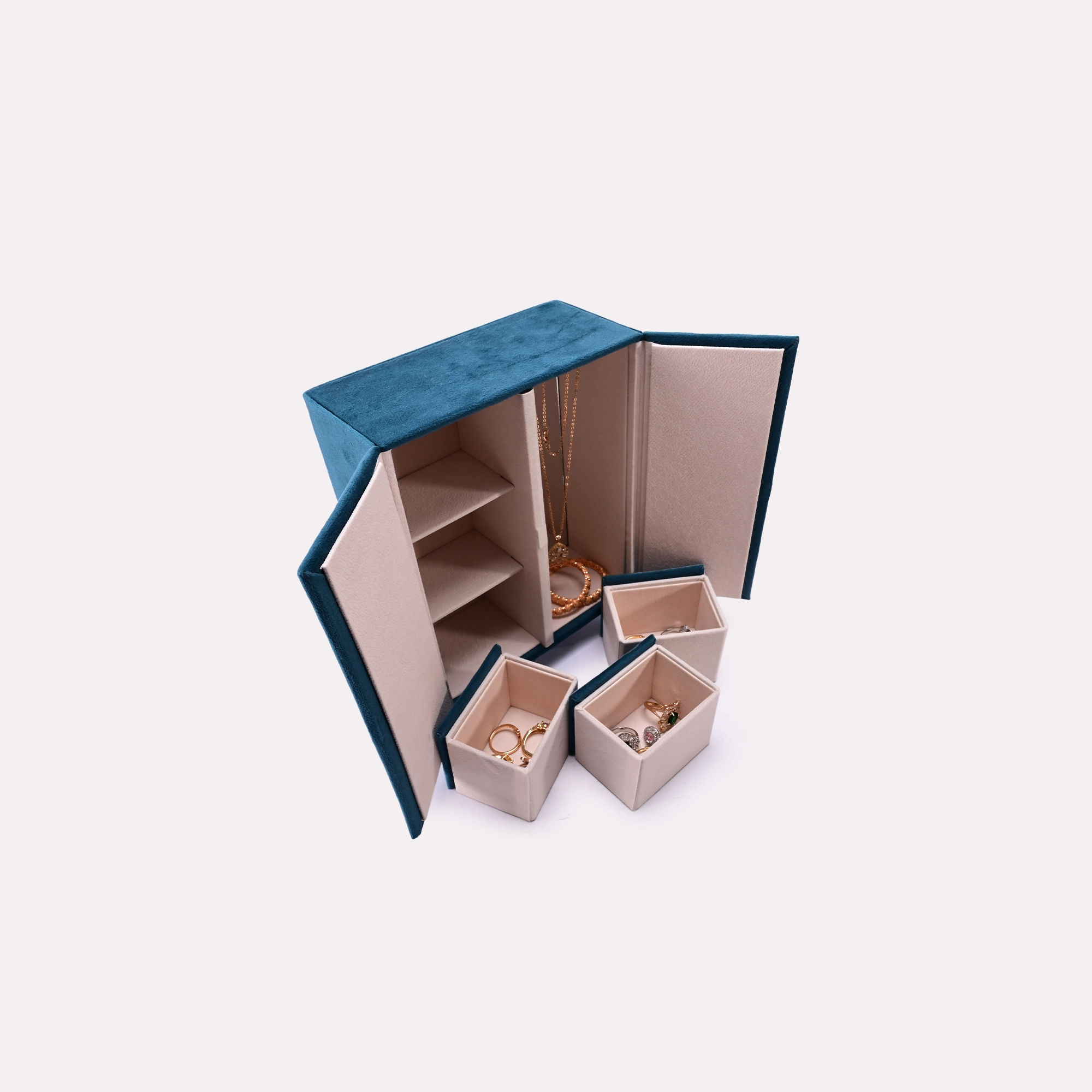 Blue Velvet Mini Armoire Jewellery Box 0835239