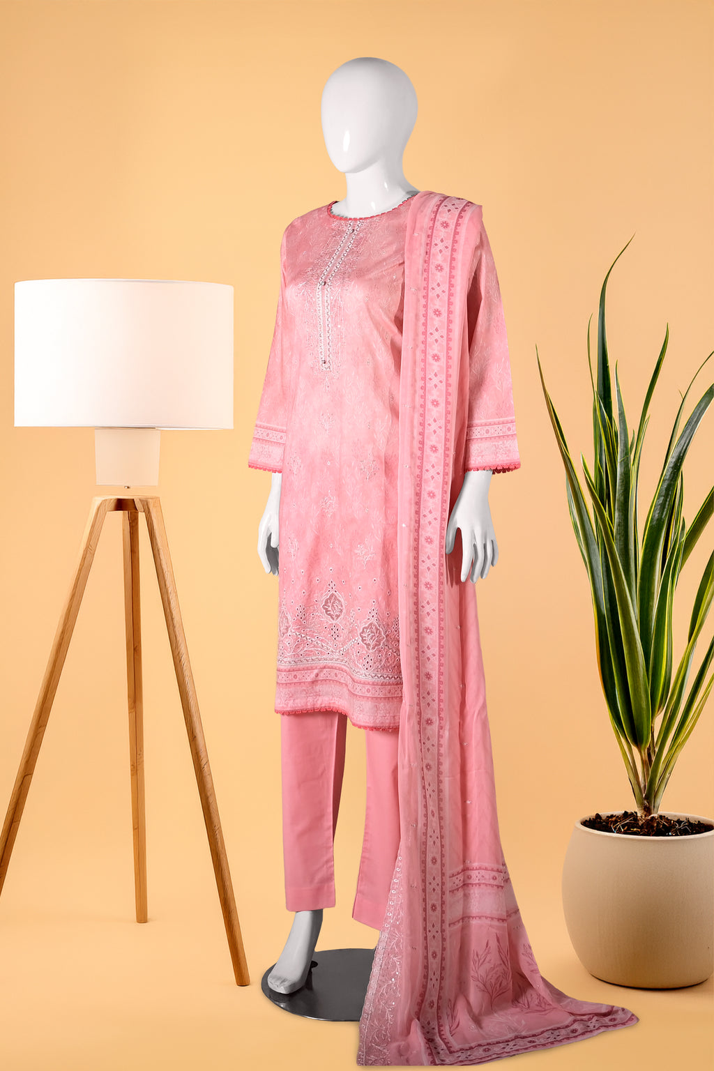 Blush Élan 3 Piece Stitched Cotton Suit 15D0117