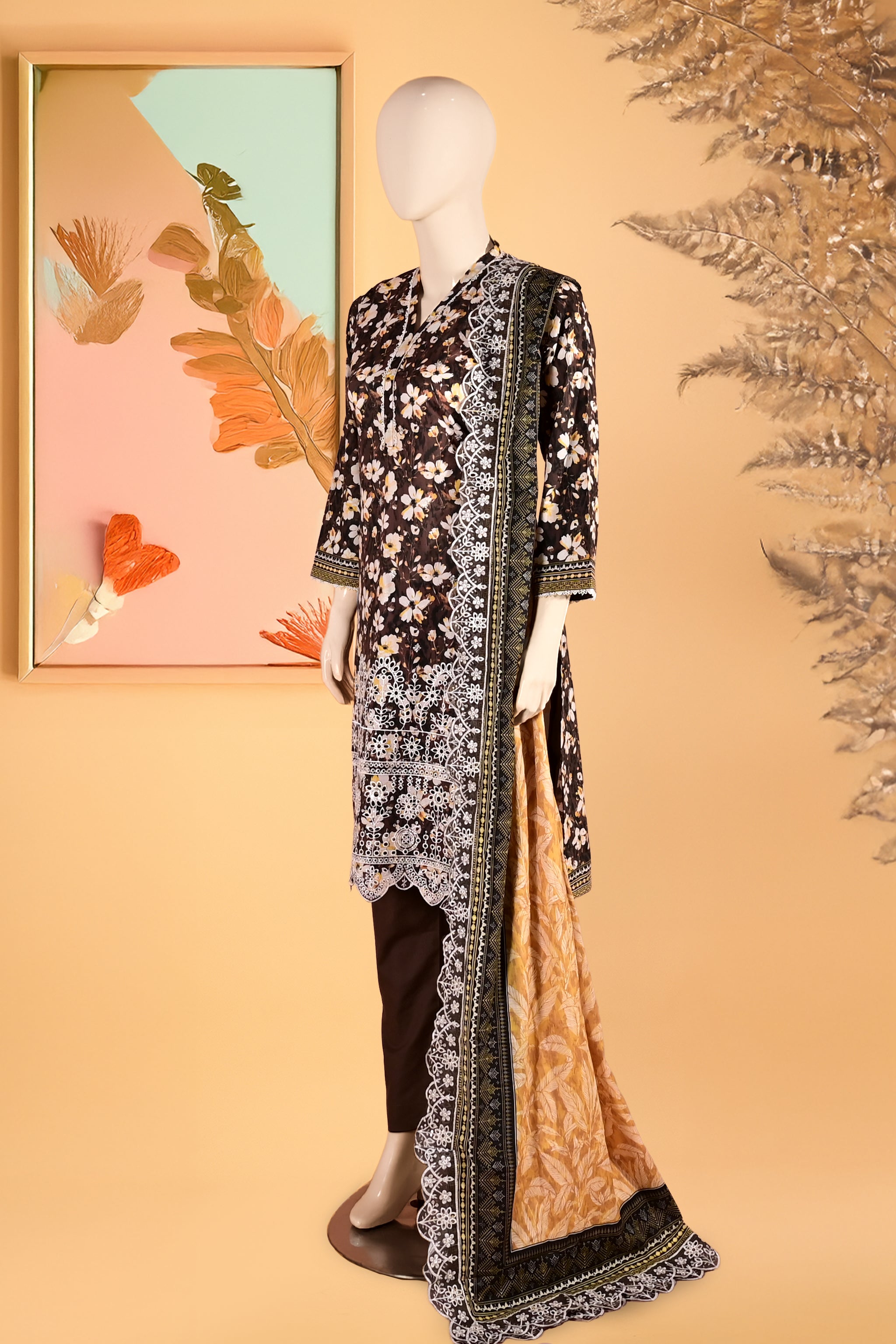 Cocoaelle – 3 Piece Stitched Lawn Suit 15R1149