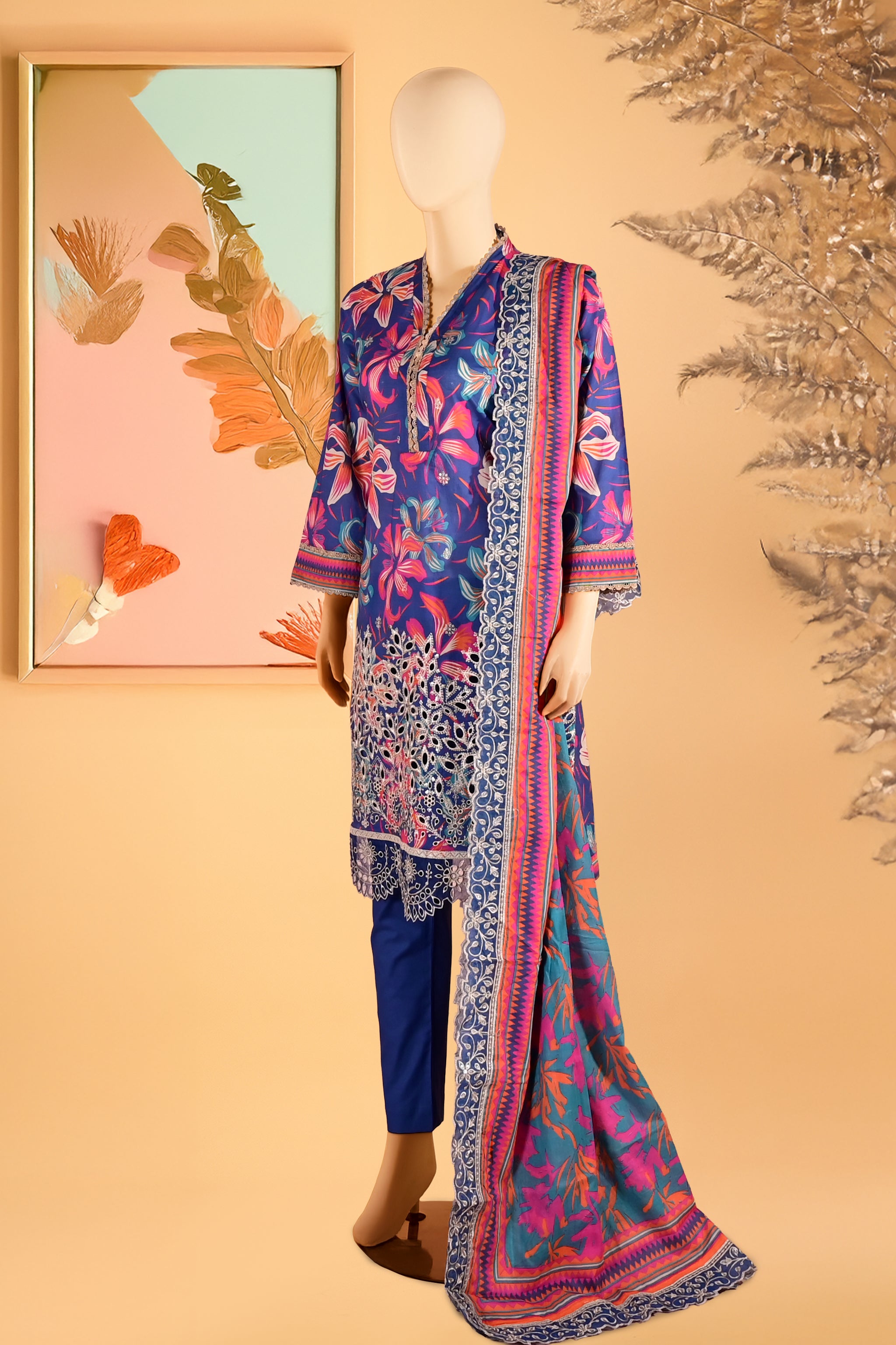 Luna Petale – 3 Piece Stitched Lawn Suit 15R1139