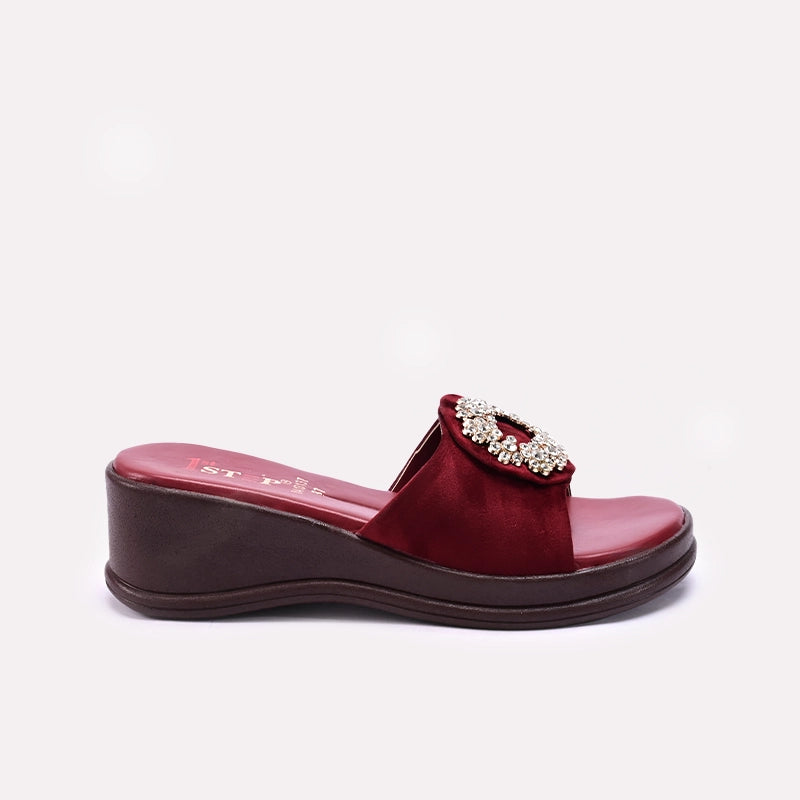 Maroon Womens Casual Slippers 0413137
