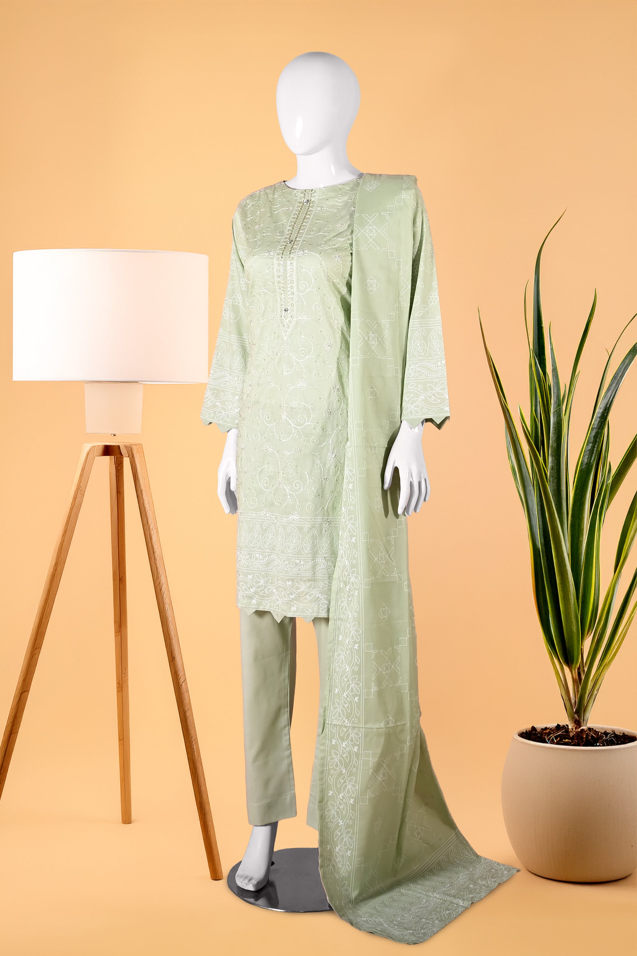 Celadon Grace 3 Piece Stitched Cotton Suit  15D0142