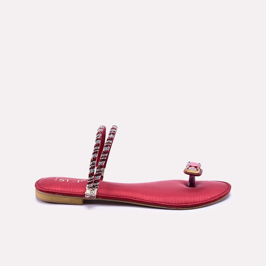 Maroon Fancy Flat Slippers 0412776