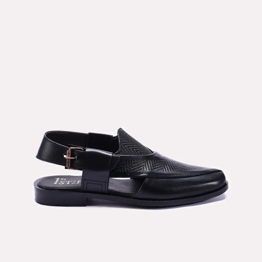 Black Perforated Peshawari Sandals 0140821