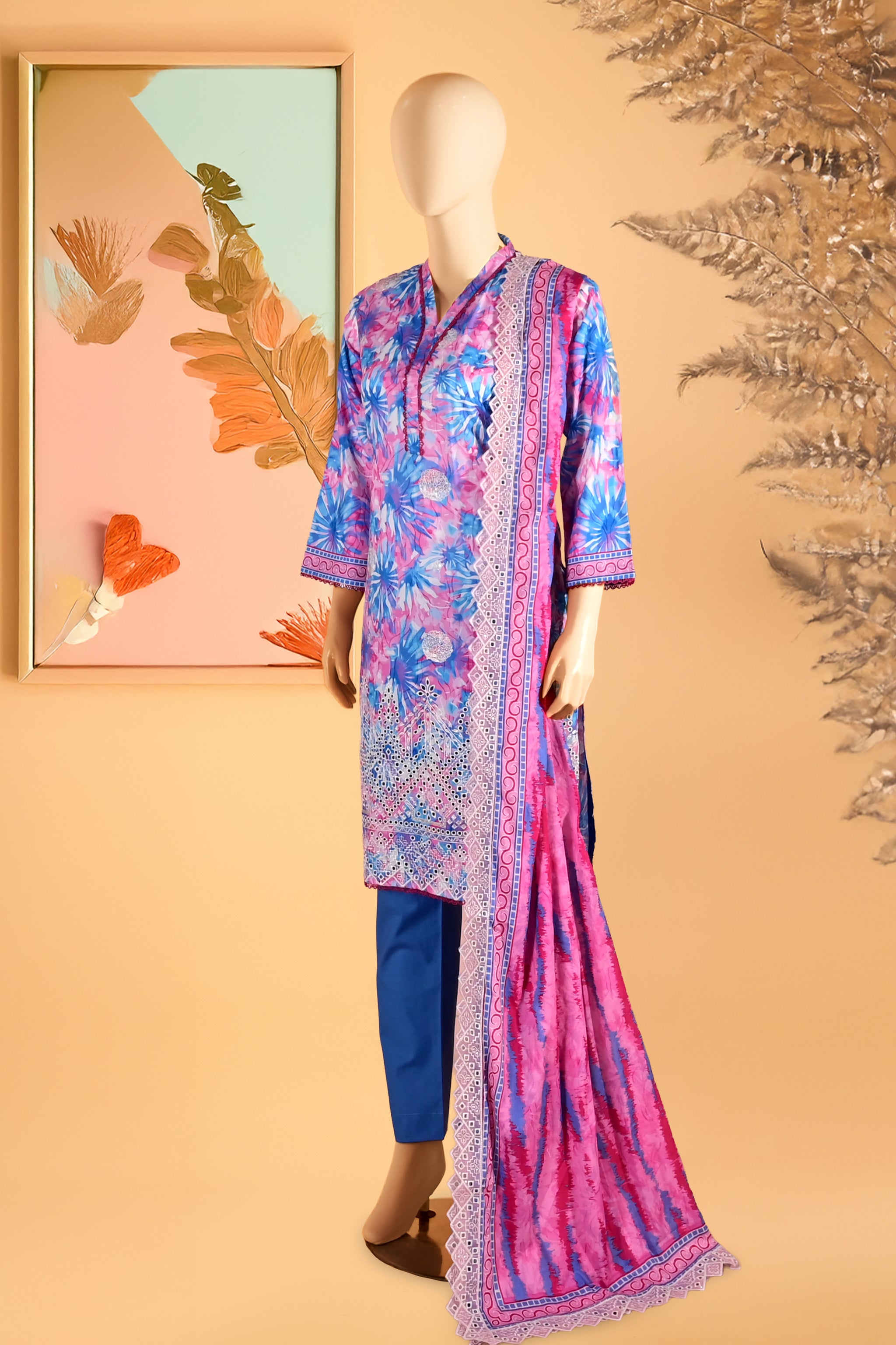 Blush Whisper – 3 Piece Stitched Lawn Suit 15R1150