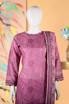 Rosewood Bloom - 3 Piece Cotton Stitched Suit 15D0131
