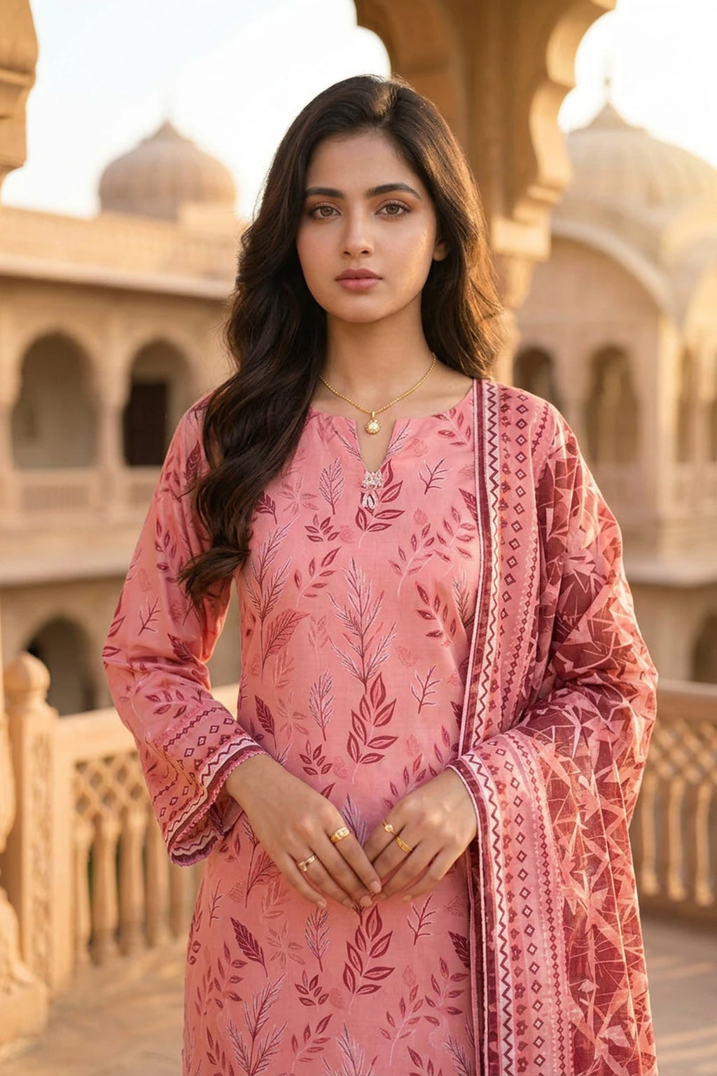 Virelle Rose – 3 Piece Stitched Viscose Linen Suit 1512308