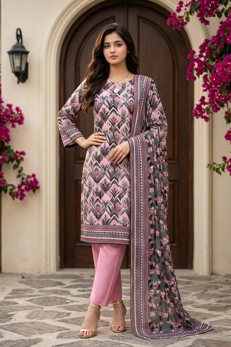 Orlina Pattern – 3 Piece Stitched Viscose Linen Suit 1512309