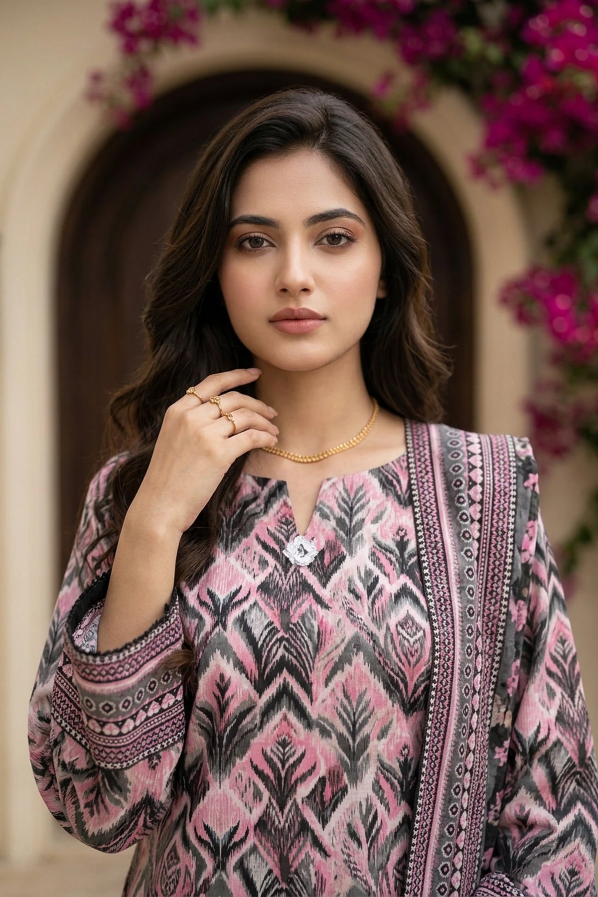 Orlina Pattern – 3 Piece Stitched Viscose Linen Suit 1512309
