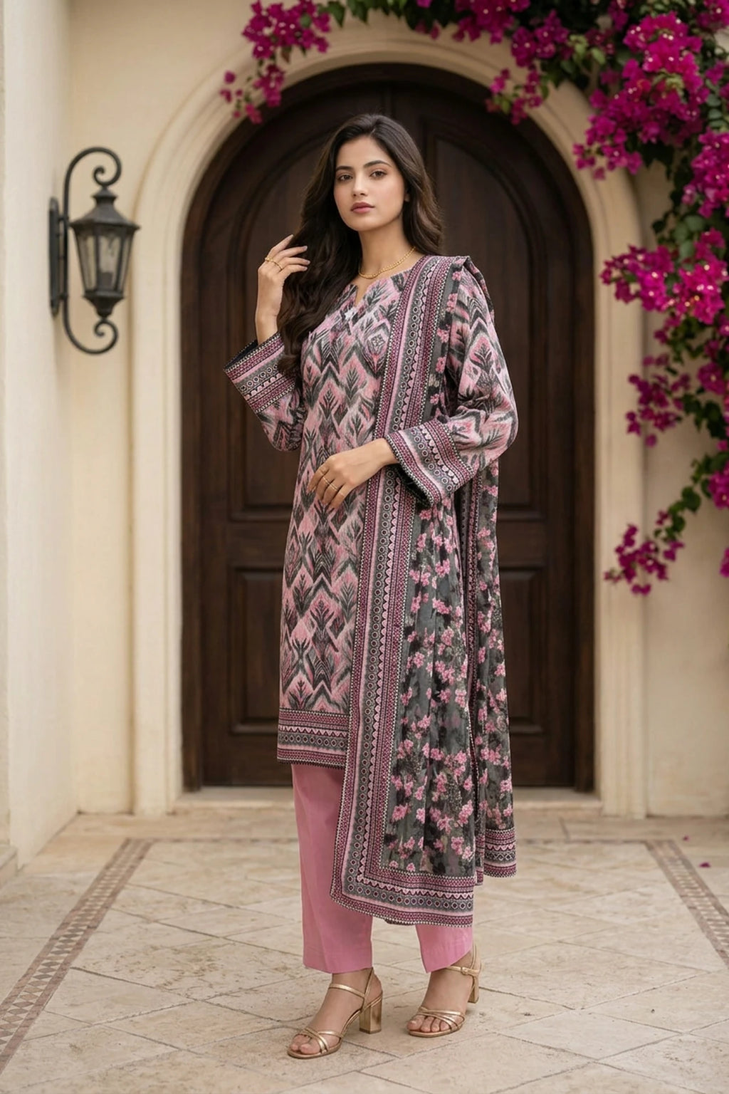 Orlina Pattern – 3 Piece Stitched Viscose Linen Suit 1512309
