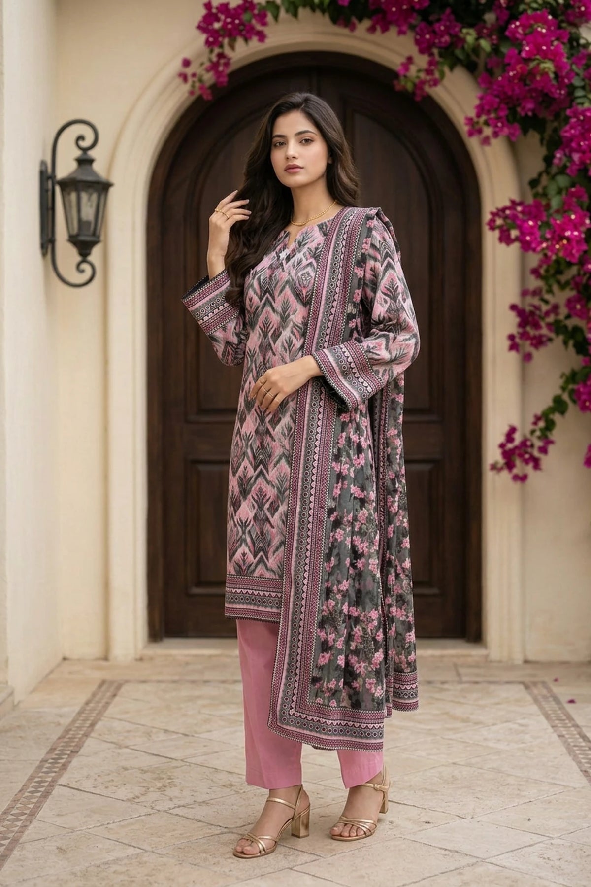 Orlina Pattern – 3 Piece Stitched Viscose Linen Suit 1512309