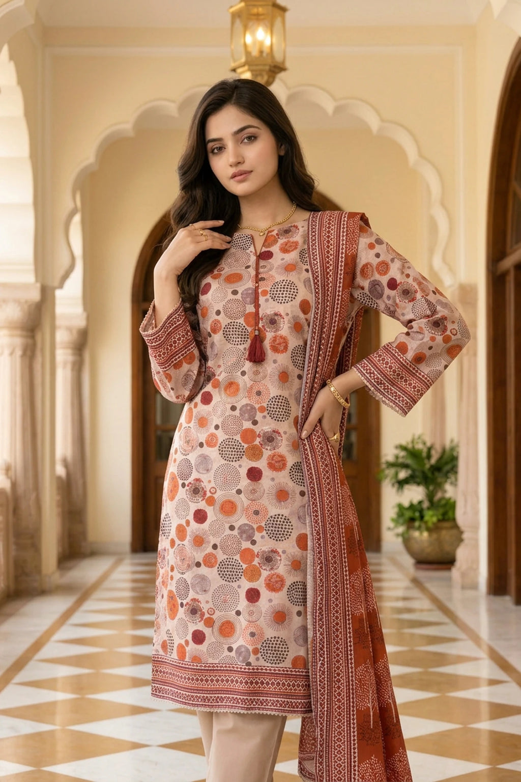 Solvane Earth – 3 Piece Stitched Viscose Linen Suit 1512310