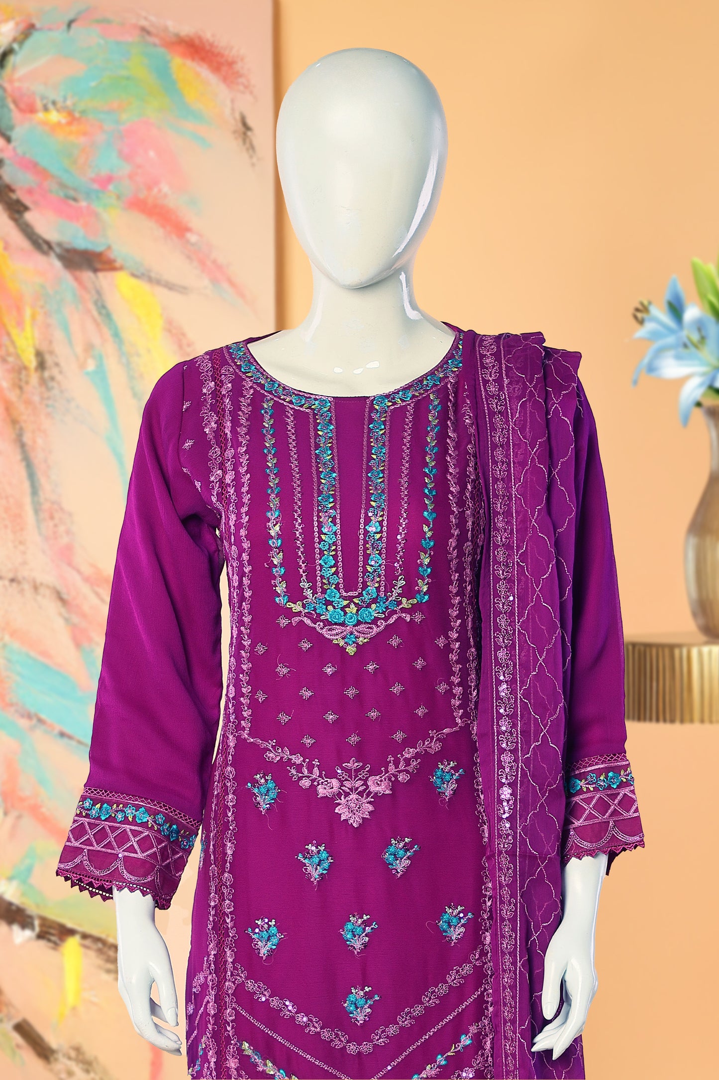 Estella - 3 Piece Stitched Lawn Suit 15E1004