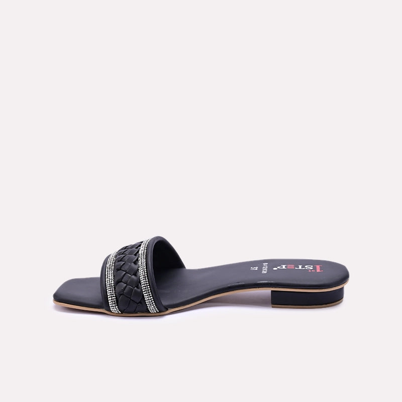 Black Fancy Flat Slippers 0412838