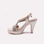 Gold Pointed Heel Sandals 0421443