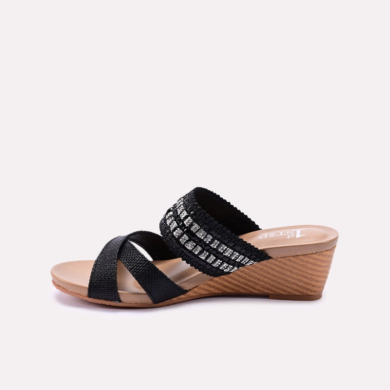 Black Fancy Heel Slippers 0413228