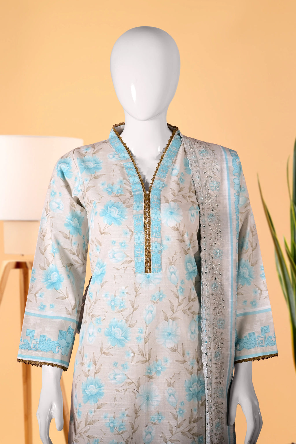 Ivory Tide 3 Piece Stitched Khaddar Suit  15D0126