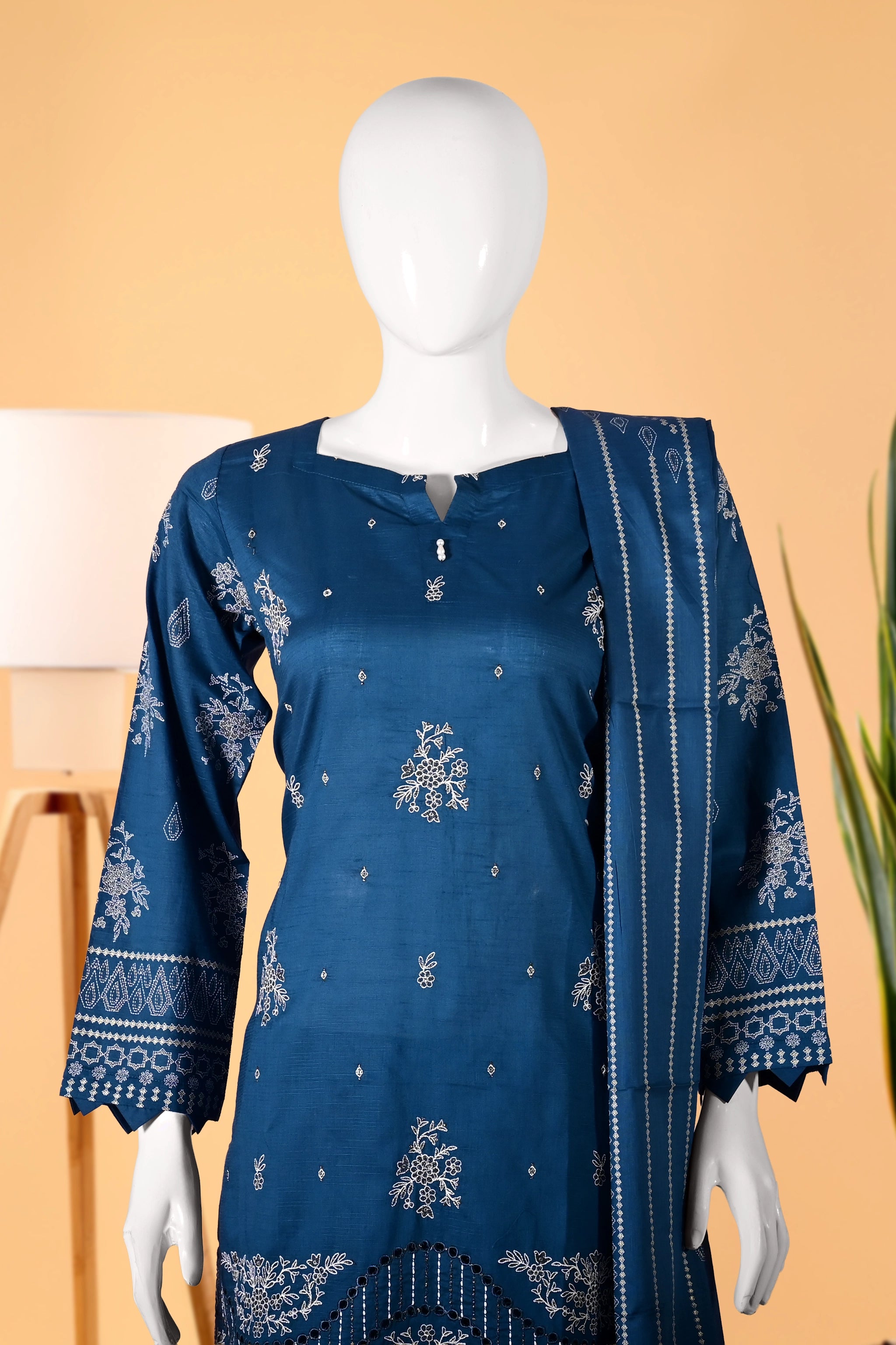 Evening Tide 3 Piece Stitched Cotton Suit  15D0144