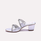 Silver Block Heel Fancy Slippers 0413105