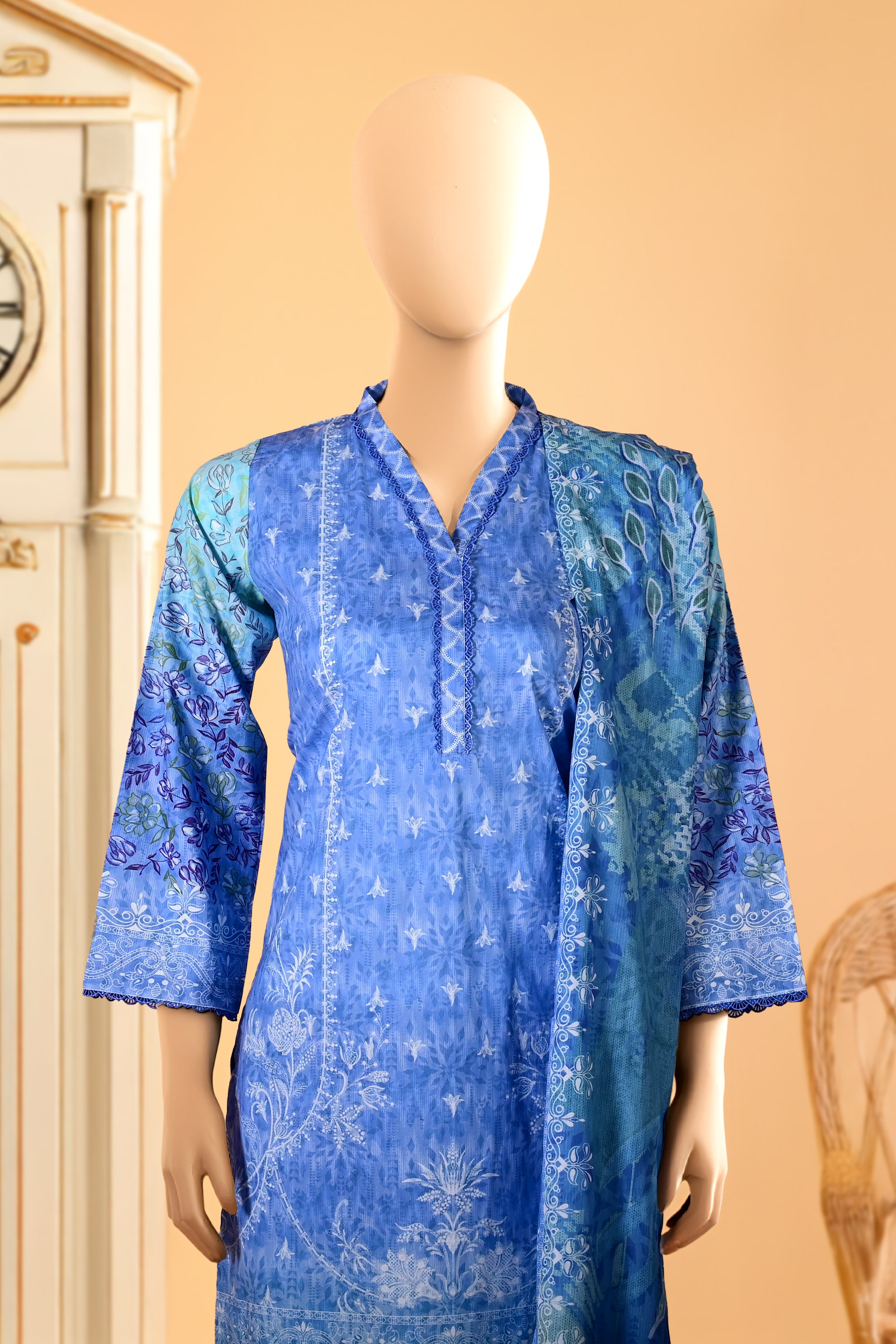 Blue Mist - 3 Piece Stitched Lawn Suit  15D0154