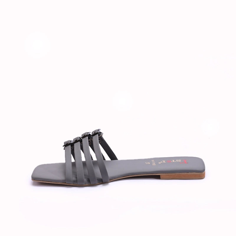 Gray Casual Flat Slippers 0412822