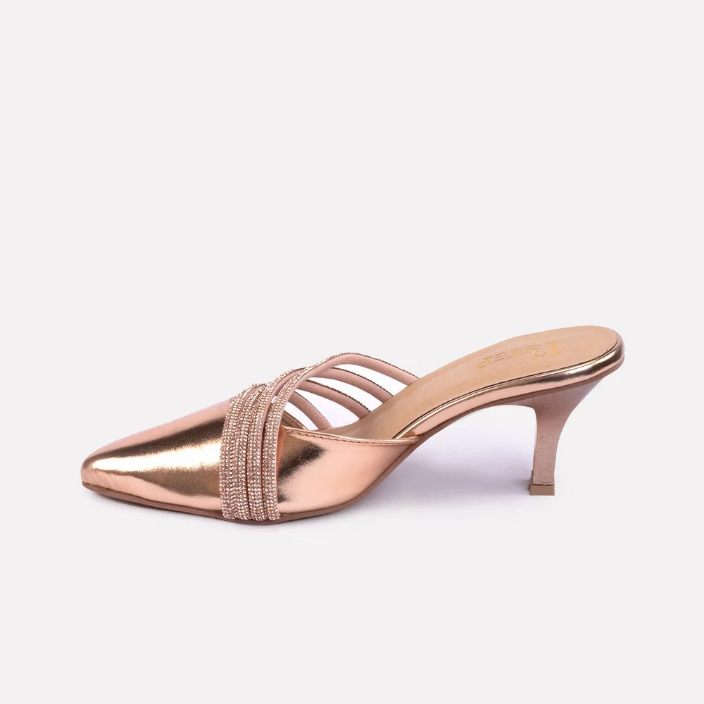 Gold kitten top heel court shoes