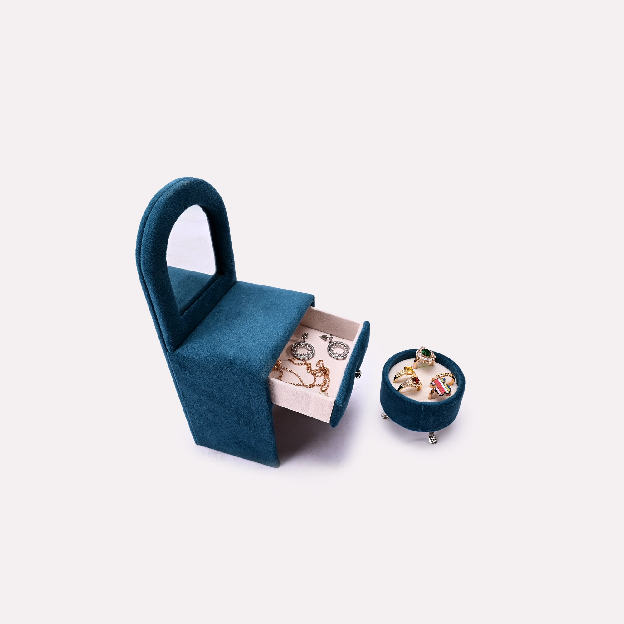 Blue Luxury Velvet Dressing Table Jewellery Box 0835237