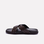 Brown Comfy Criss Cross Slippers 0151079