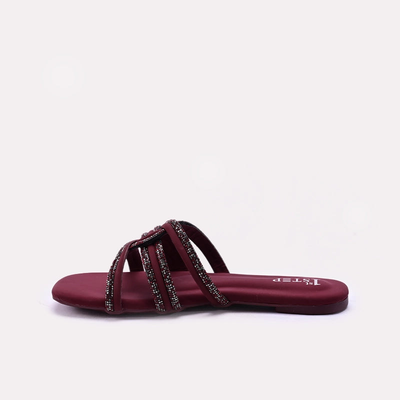 Maroon Womens Fancy Slippers 0412944