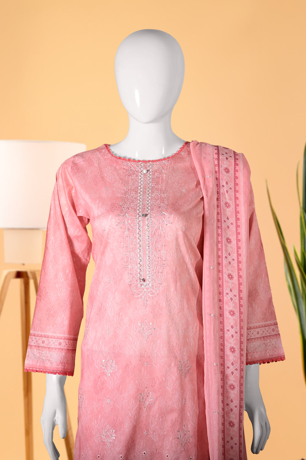 Blush Élan 3 Piece Stitched Cotton Suit 15D0117