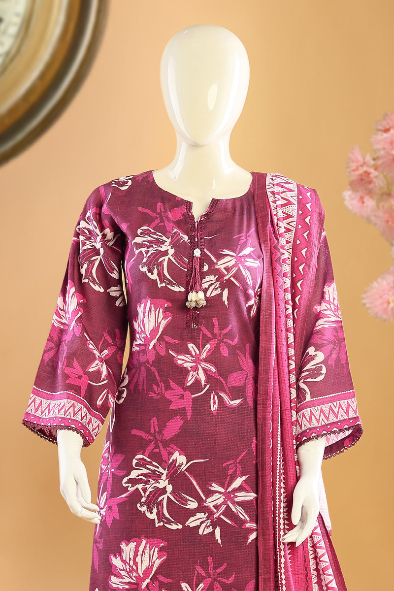 Veloura - 3 Piece Stitched Lawn Suit 15R1122