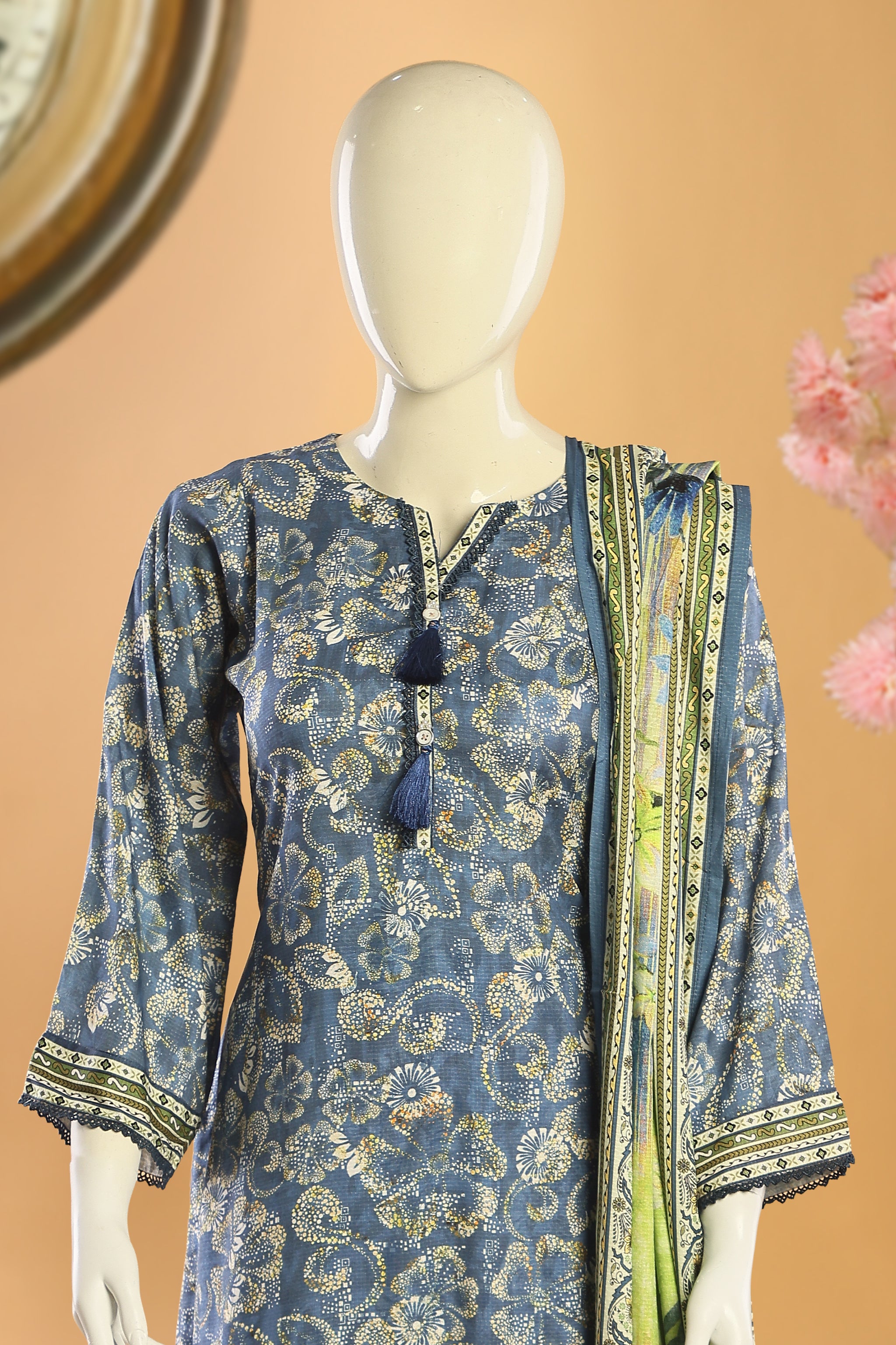 Sapphire Bloom - 3 Piece Stitched Lawn Suit 15R1115