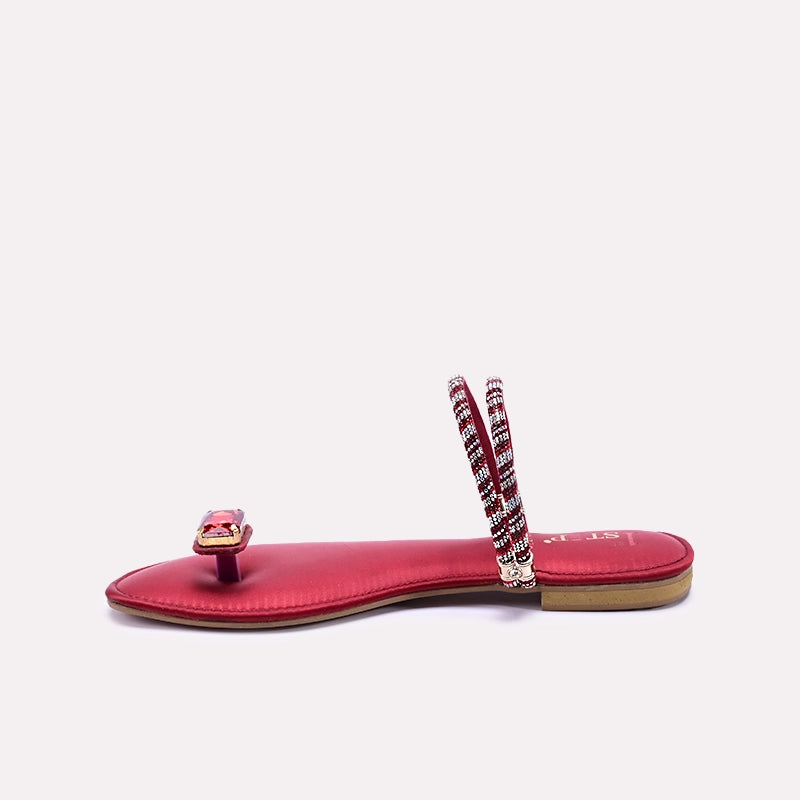 Maroon Fancy Flat Slippers 0412776