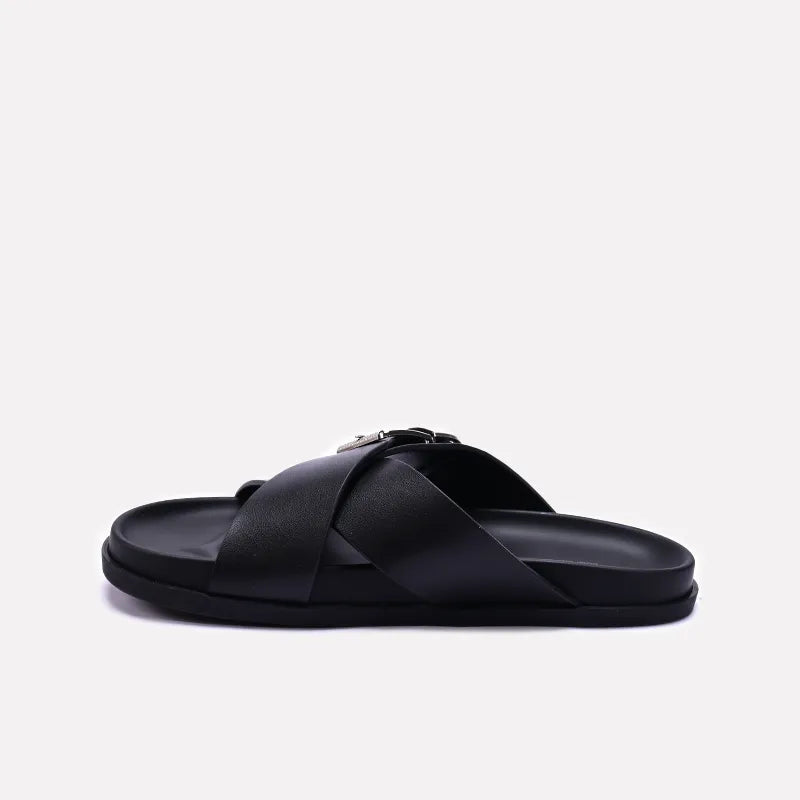 Black Criss Cross Casual Slides 0151111