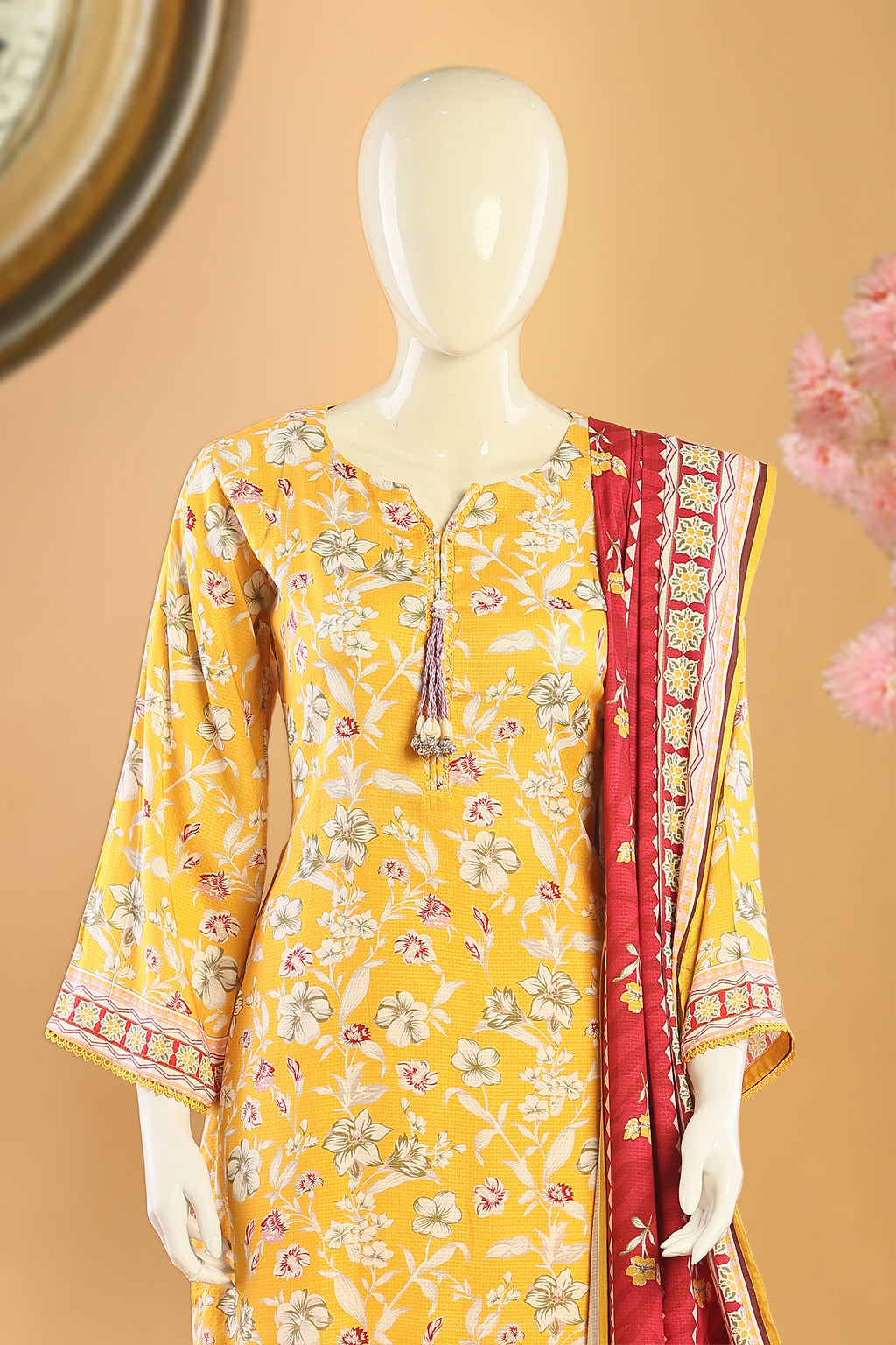Golden Gleam - 3 Piece Stitched Lawn Suit 15R1119