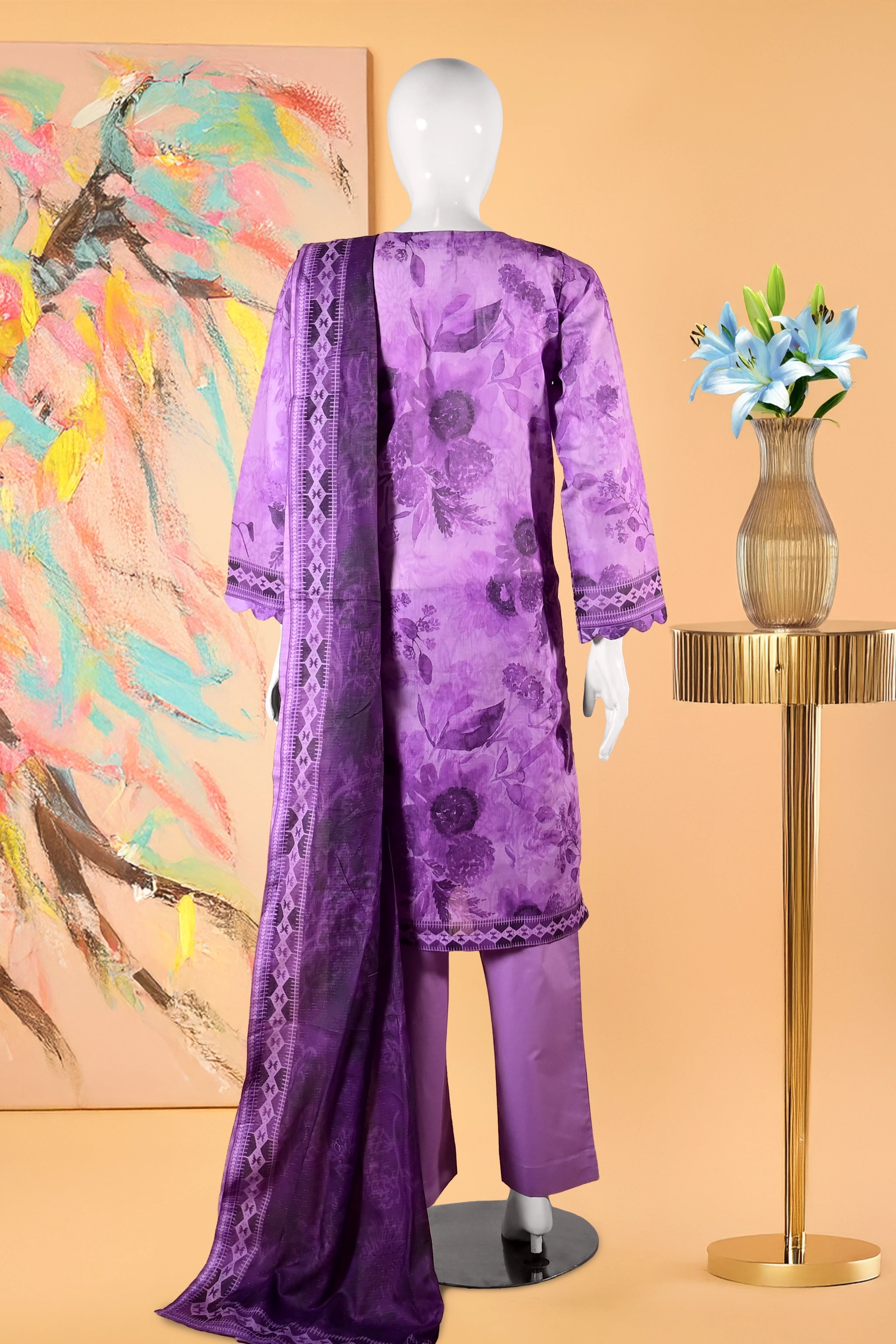 Violet Echo - 3 Piece Cotton Stitched Suit 15D0132