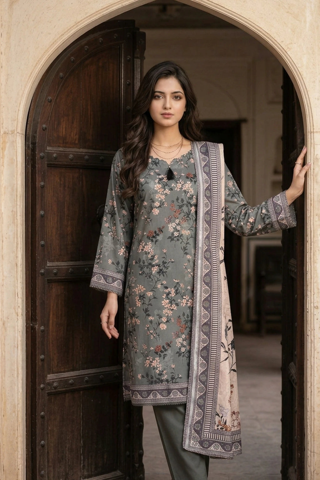 Avielle – 3 Piece Stitched Viscose Linen Suit 1512311