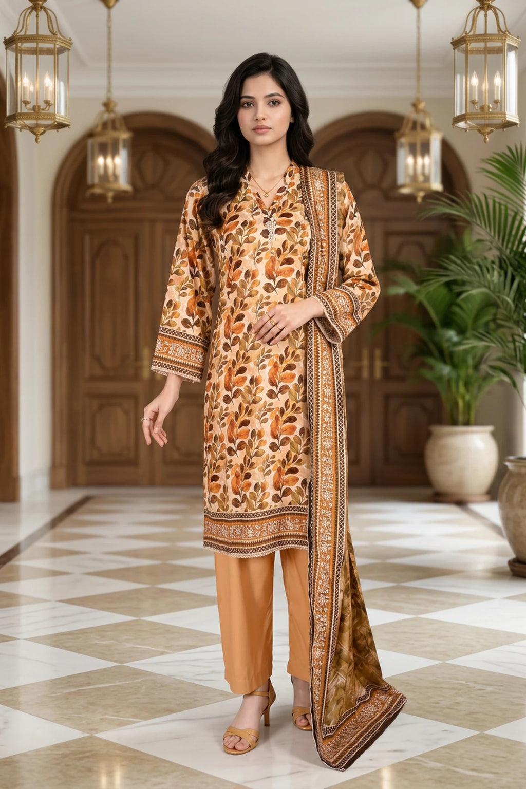 Calista Fern – 3 Piece Stitched Viscose Linen Suit 1512312S