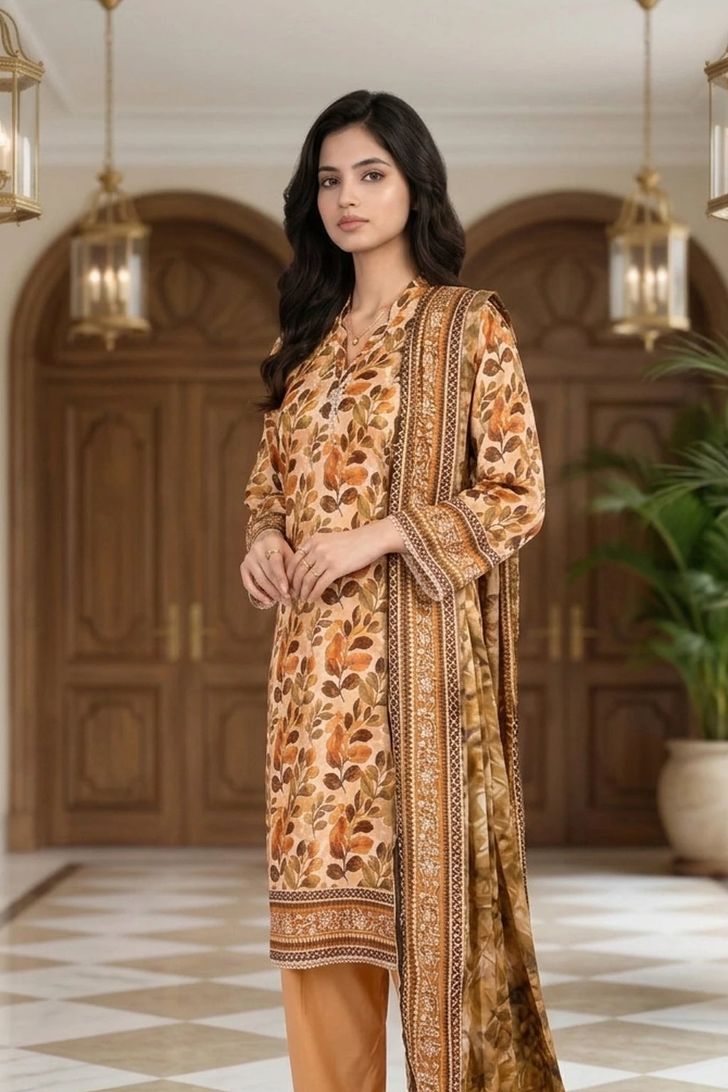Calista Fern – 3 Piece Stitched Viscose Linen Suit 1512312S