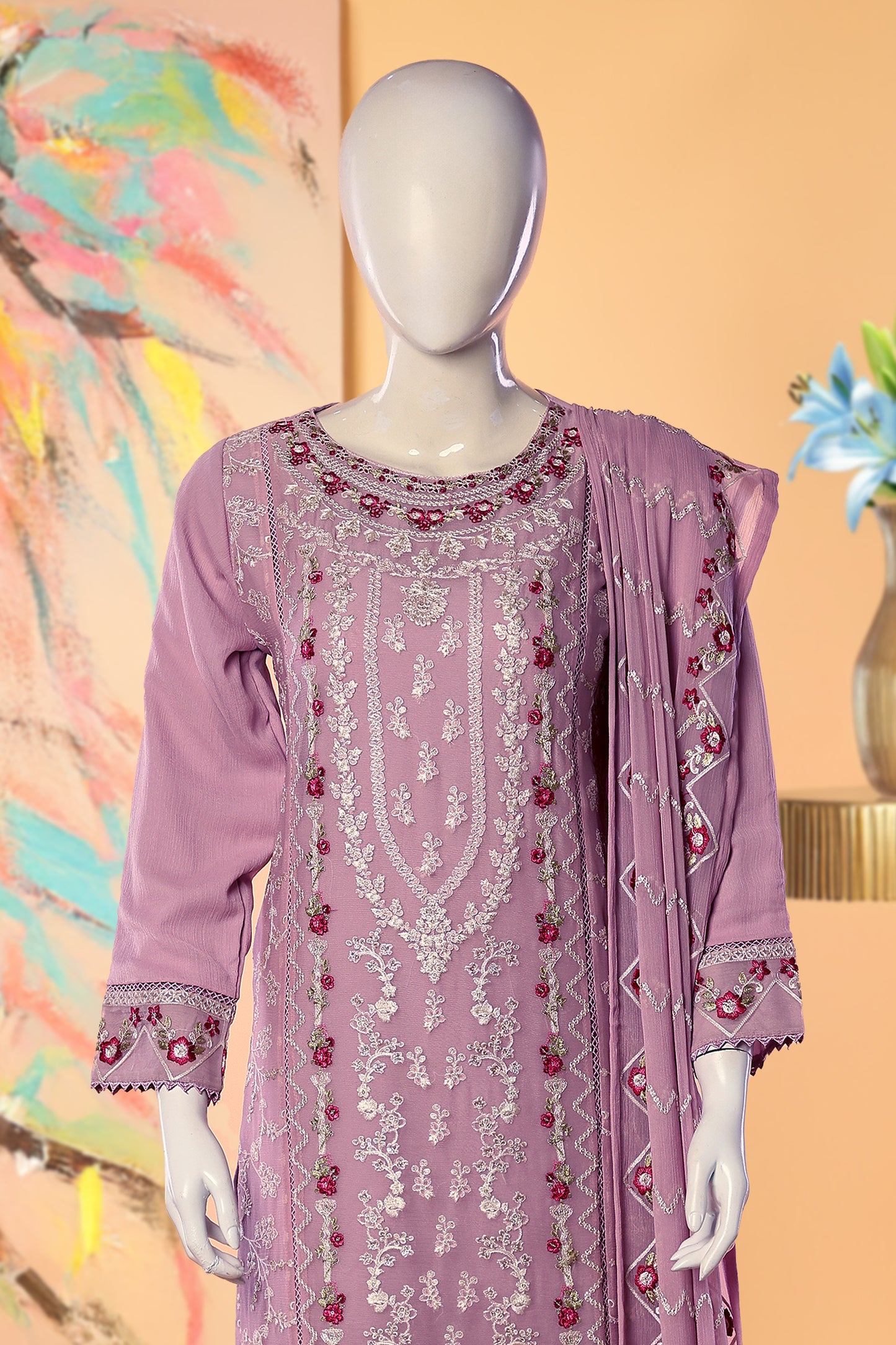Rosvina - 3 Piece Stitched Lawn Suit 15E1001