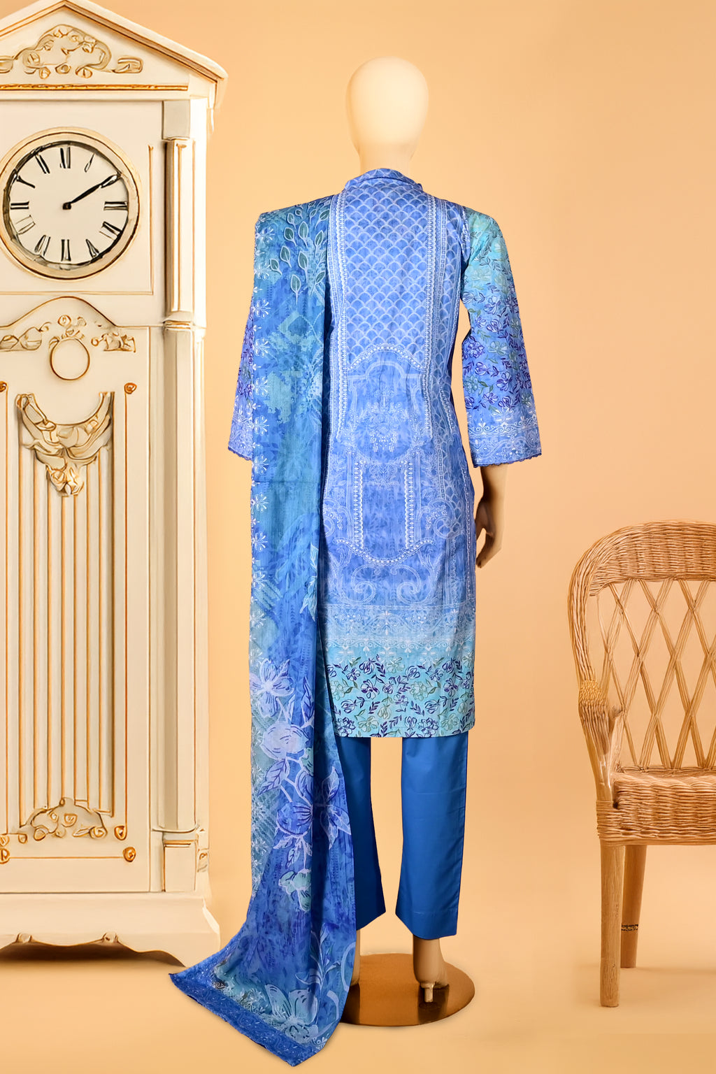 Blue Mist - 3 Piece Stitched Lawn Suit  15D0154