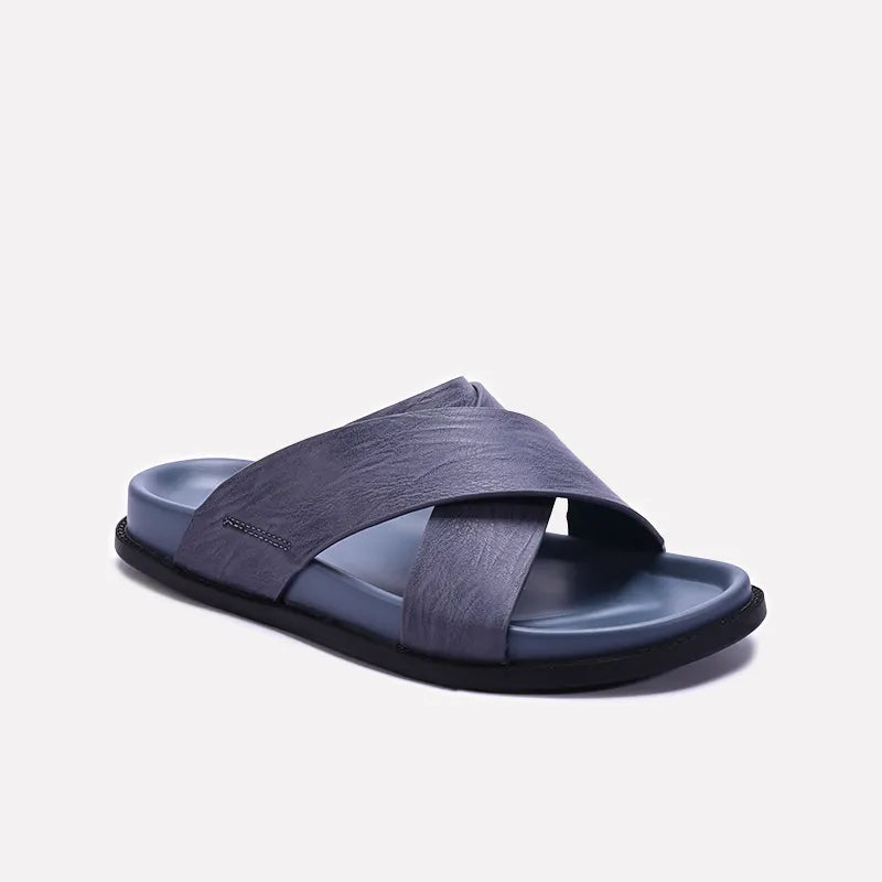 Blue Comfy Criss Cross Slippers
