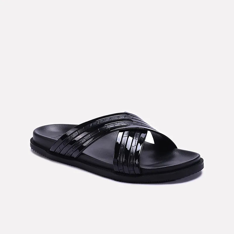 Black Comfy Criss Cross Slippers 0151079