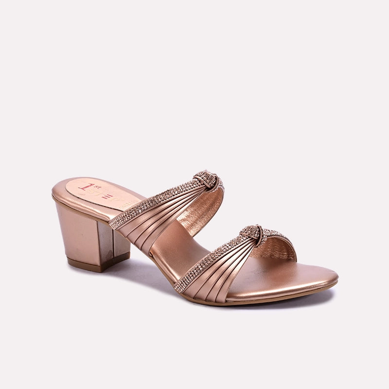 Peach Block Heel Fancy Slippers 0413105