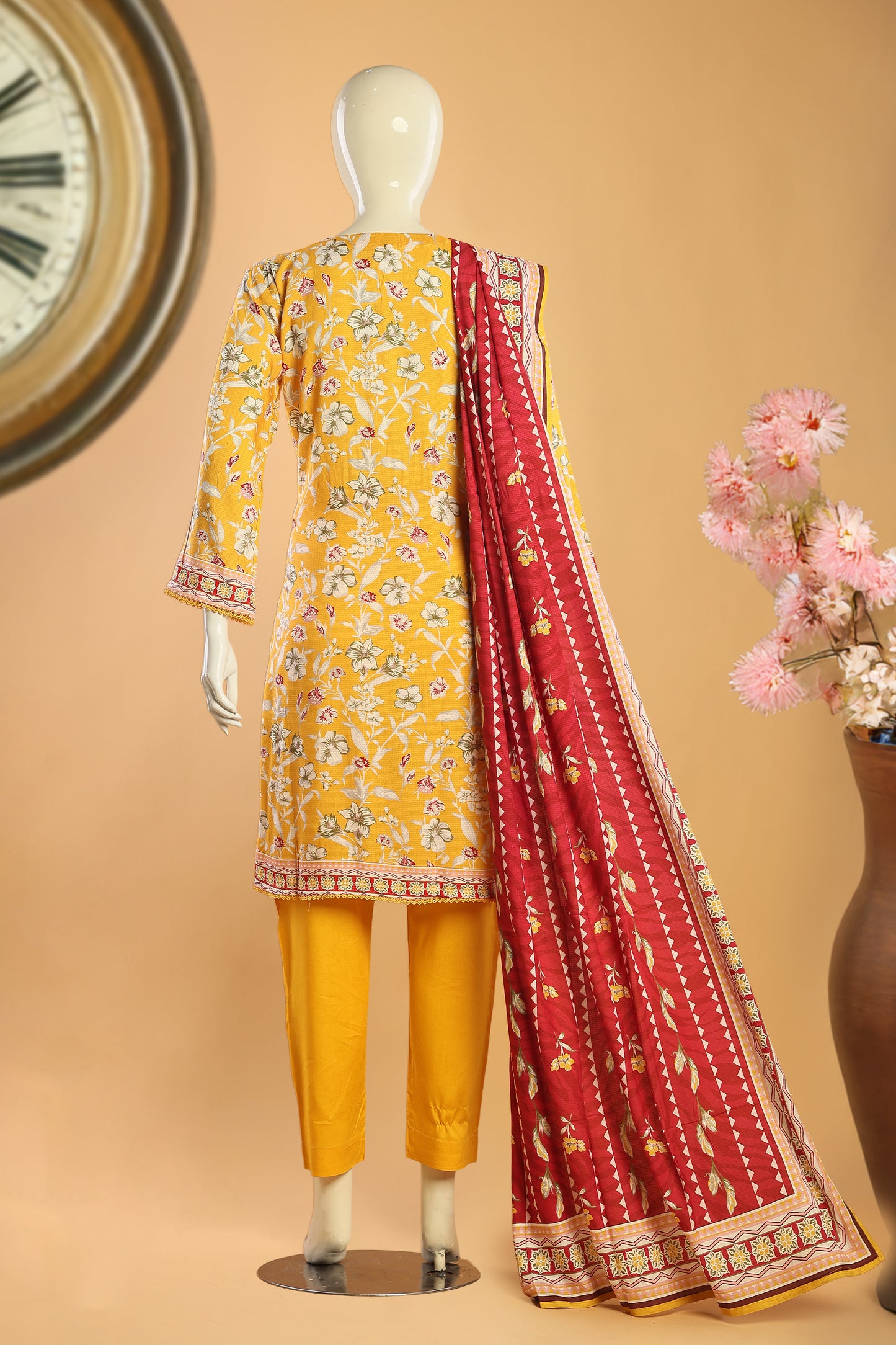 Golden Gleam - 3 Piece Stitched Lawn Suit 15R1119