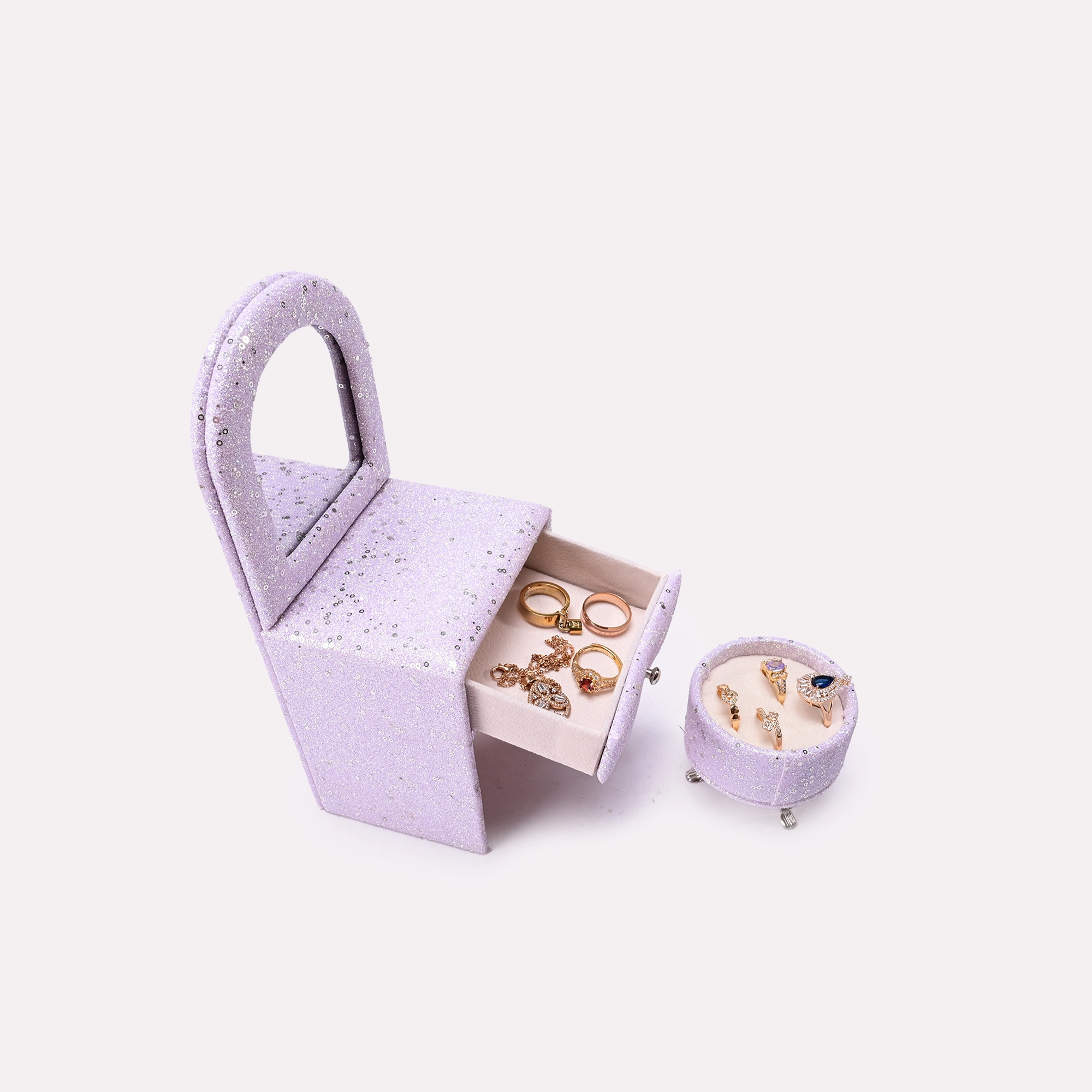 Purple Glitter Dressing Table Jewellery Box 0835238