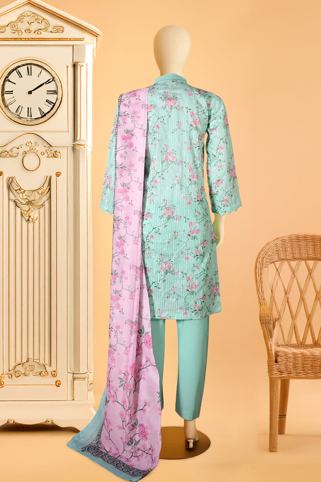 Serene Sky - 3 Piece Stitched Lawn Suit  15D0158