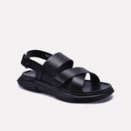 Black Comfy Leather Sandals 0141167