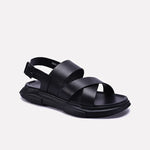 Black Comfy Leather Sandals 0141167